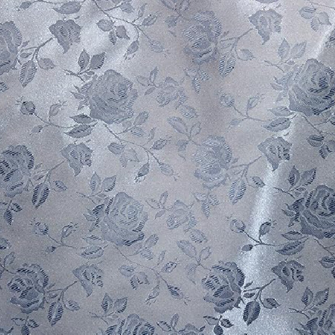 1 Yard Copen Blue Rose Floral Jacquard Satin Fabric 60 Inch Wide Sided Brocade Fabric Upholstery Dress Drapery Fabric